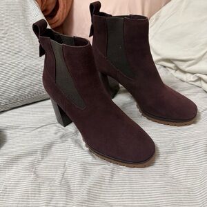Sanctuary burgundy plum suede high heel ankle boot
